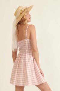 Sunshine Smile Gingham Cutout Mini Sundress - ShopPromesa