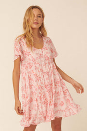 Dewy Dreams Ruffled Floral Babydoll Mini Dress - ShopPromesa