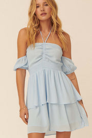 Always Forever Tiered Halter Mini Dress - ShopPromesa