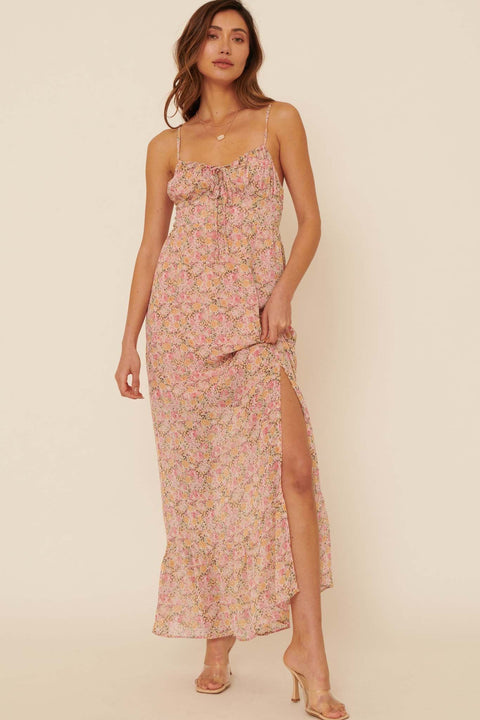 Pastel Passion Floral Chiffon Maxi Dress - ShopPromesa