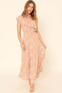 Spring Meadow One-Shoulder Floral Maxi Dress - ShopPromesa