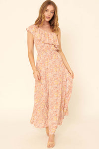 Spring Meadow One-Shoulder Floral Maxi Dress - ShopPromesa