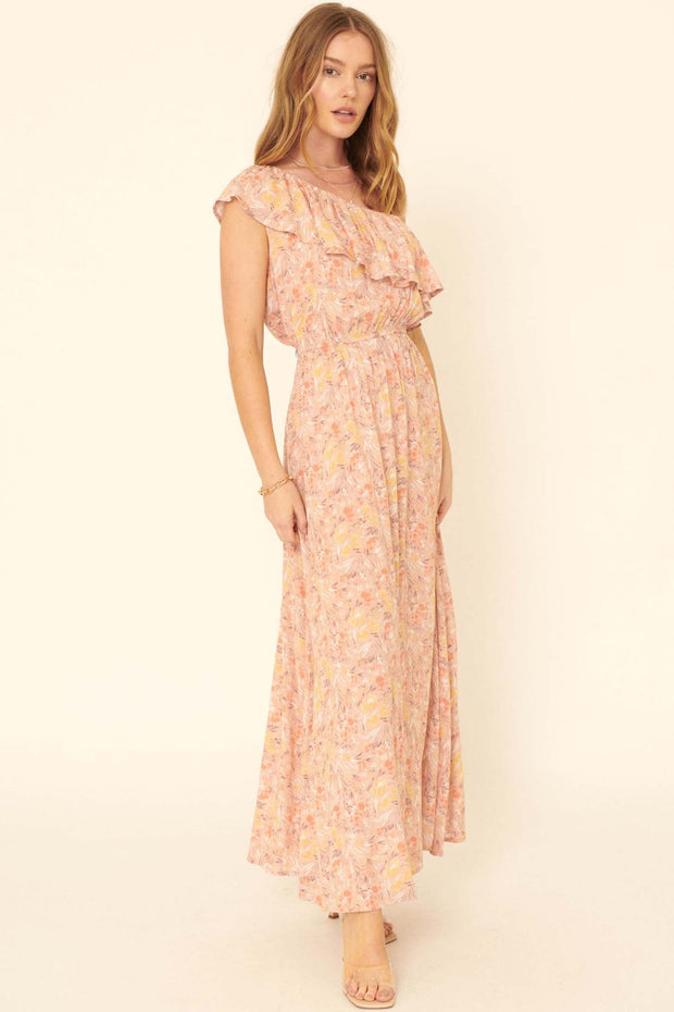 Spring Meadow One-Shoulder Floral Maxi Dress - ShopPromesa