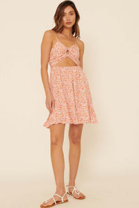 Sugar Town Floral Cutout O-Ring Mini Dress - ShopPromesa