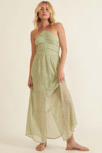 Secret Grove Ruched Floral Halter Maxi Dress - ShopPromesa