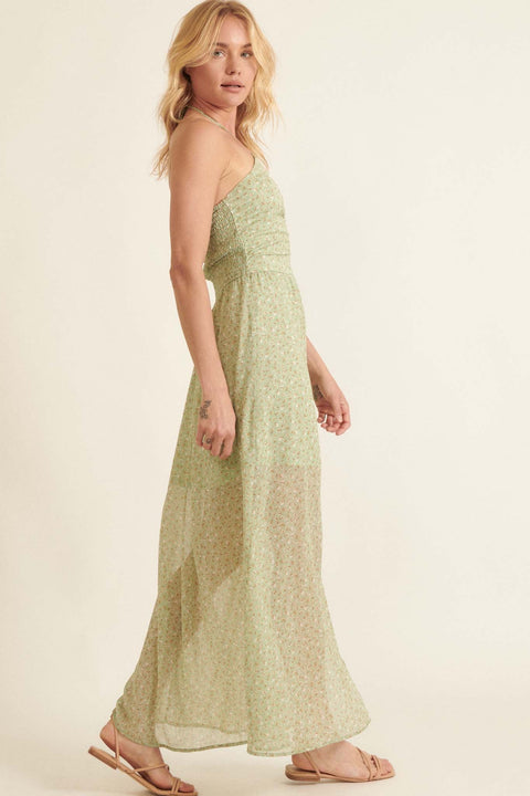 Secret Grove Ruched Floral Halter Maxi Dress - ShopPromesa