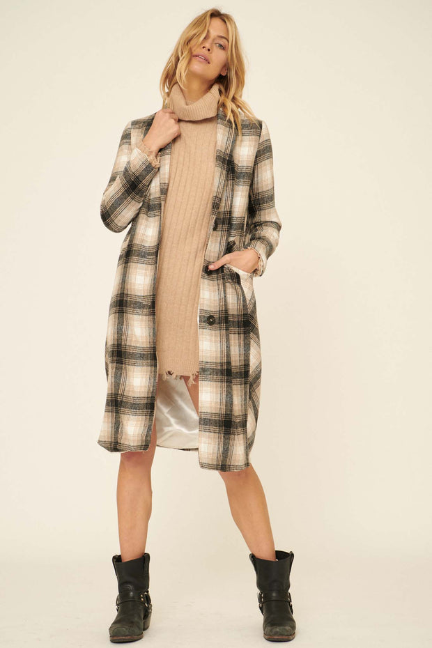 Take The High Road Button-Front Plaid Overcoat - ShopPromesa
