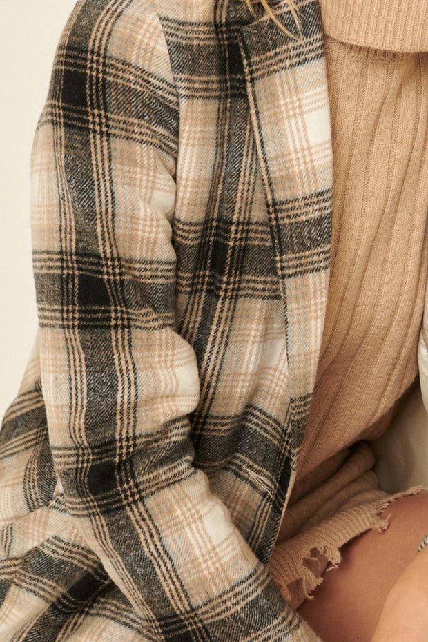 Take The High Road Button-Front Plaid Overcoat - ShopPromesa