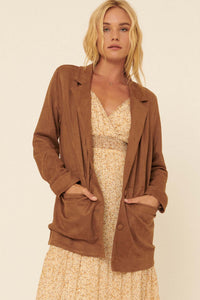 Ramble On Oversize Vegan Suede Dad Blazer - ShopPromesa