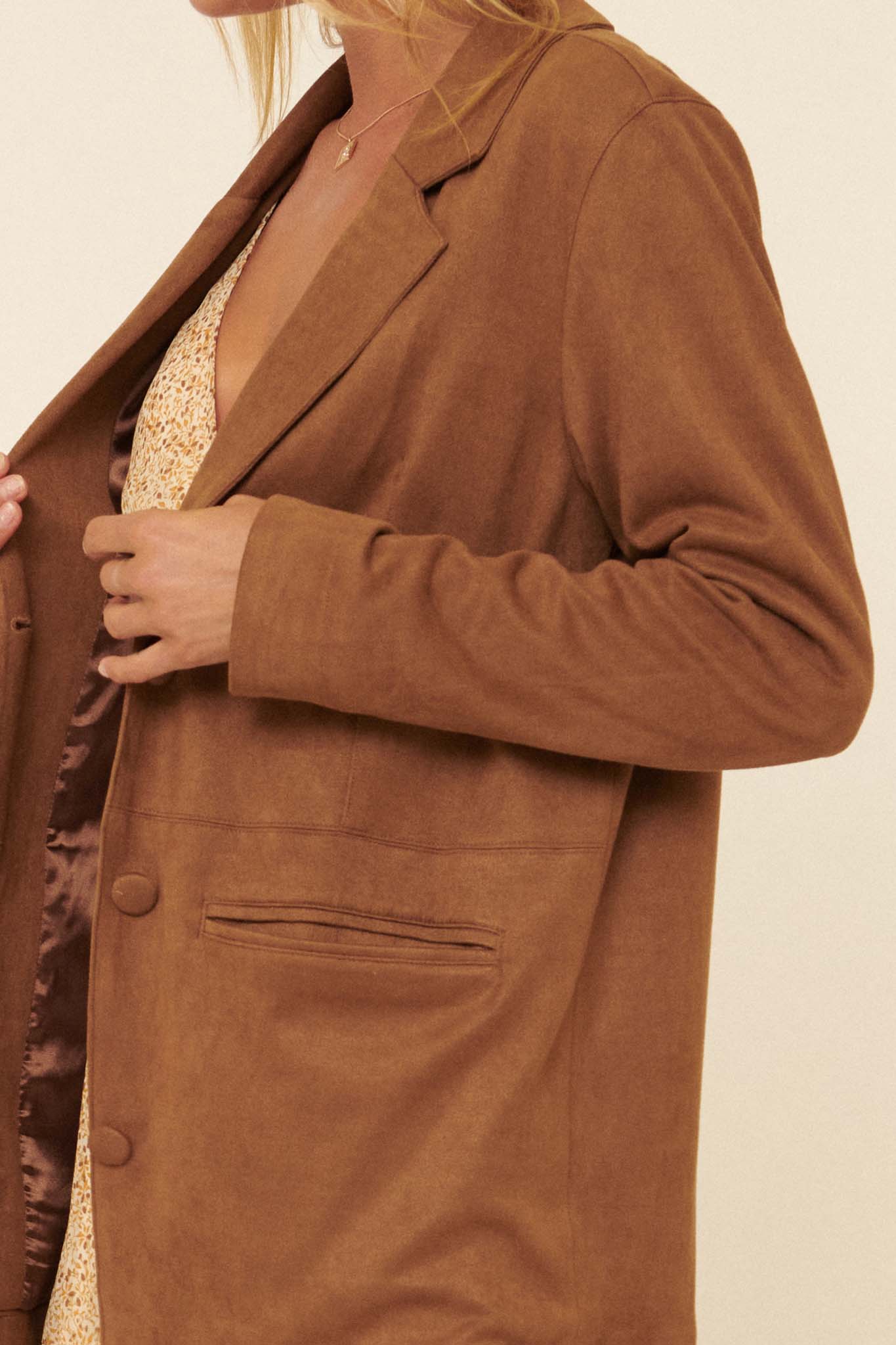 Ramble On Oversize Vegan Suede Dad Blazer - ShopPromesa