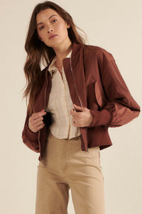 Taking Flight Ruched Bomber Jacket - ShopPromesa