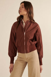 Taking Flight Ruched Bomber Jacket - ShopPromesa