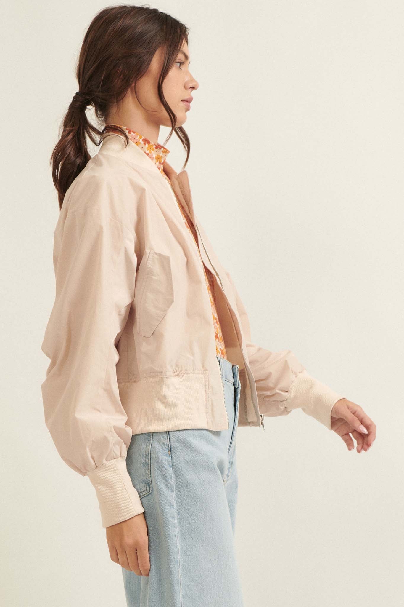 Taking Flight Ruched Bomber Jacket - ShopPromesa