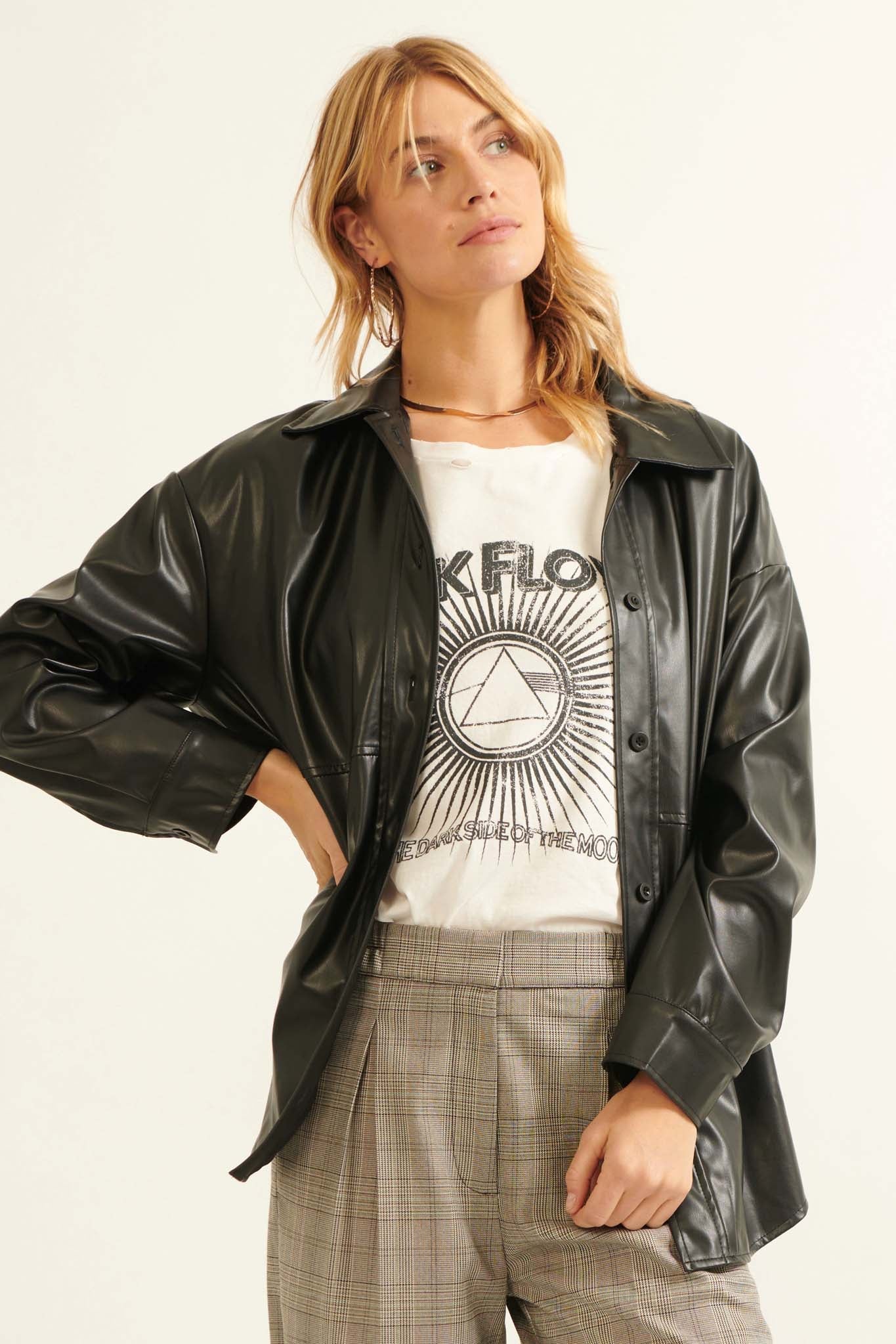 Skin Deep Vegan Leather Shirt Jacket - ShopPromesa