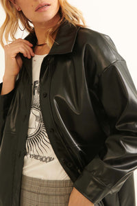 Skin Deep Vegan Leather Shirt Jacket - ShopPromesa