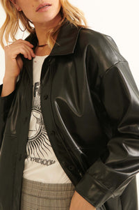 Skin Deep Vegan Leather Shirt Jacket - ShopPromesa