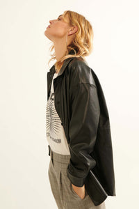 Skin Deep Vegan Leather Shirt Jacket - ShopPromesa