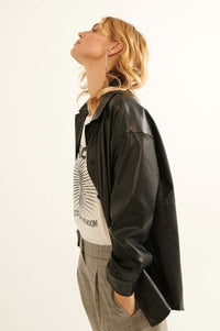 Skin Deep Vegan Leather Shirt Jacket - ShopPromesa