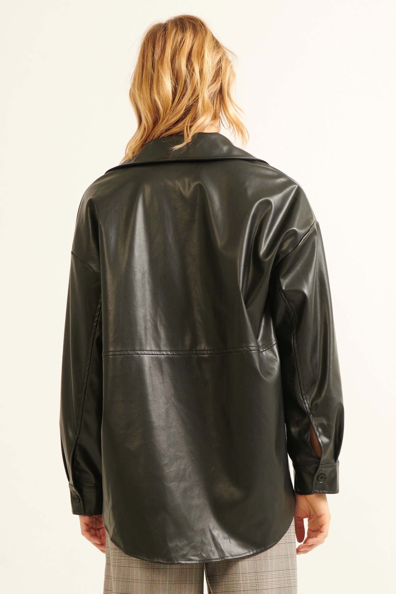 Skin Deep Vegan Leather Shirt Jacket - ShopPromesa