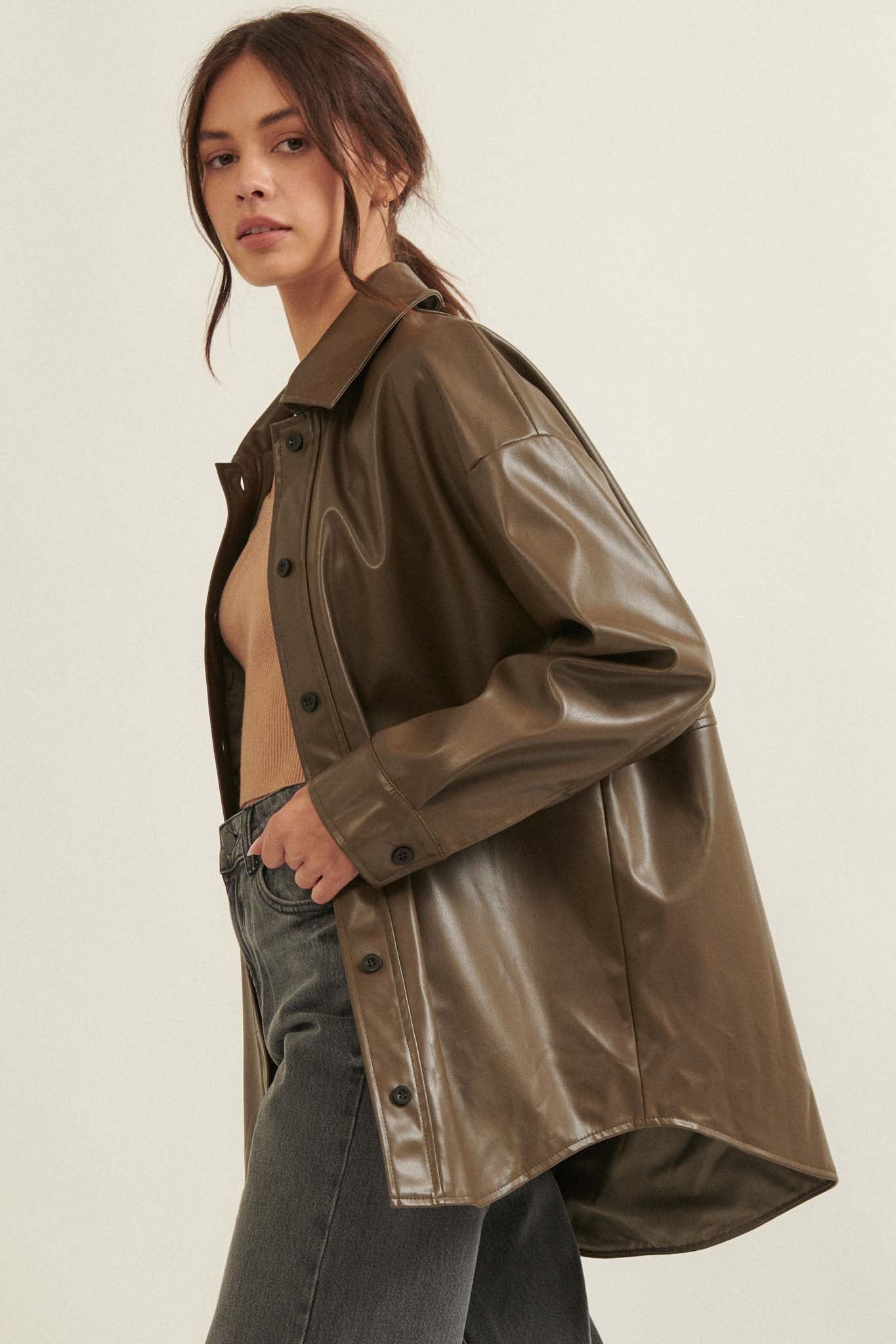 Skin Deep Vegan Leather Shirt Jacket - ShopPromesa