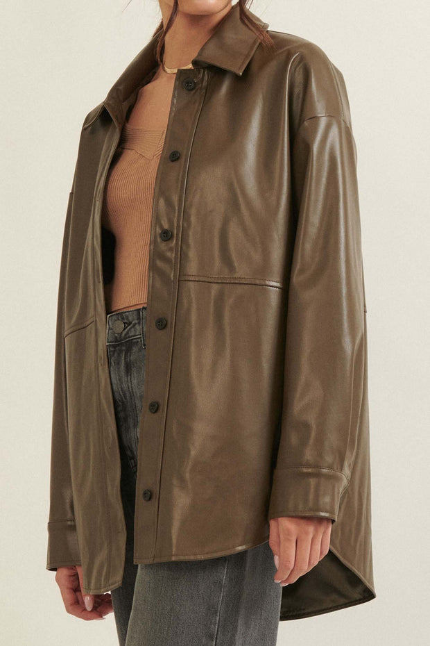 Skin Deep Vegan Leather Shirt Jacket - ShopPromesa