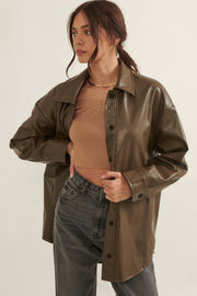 Skin Deep Vegan Leather Shirt Jacket - ShopPromesa