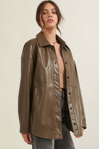 Skin Deep Vegan Leather Shirt Jacket - ShopPromesa