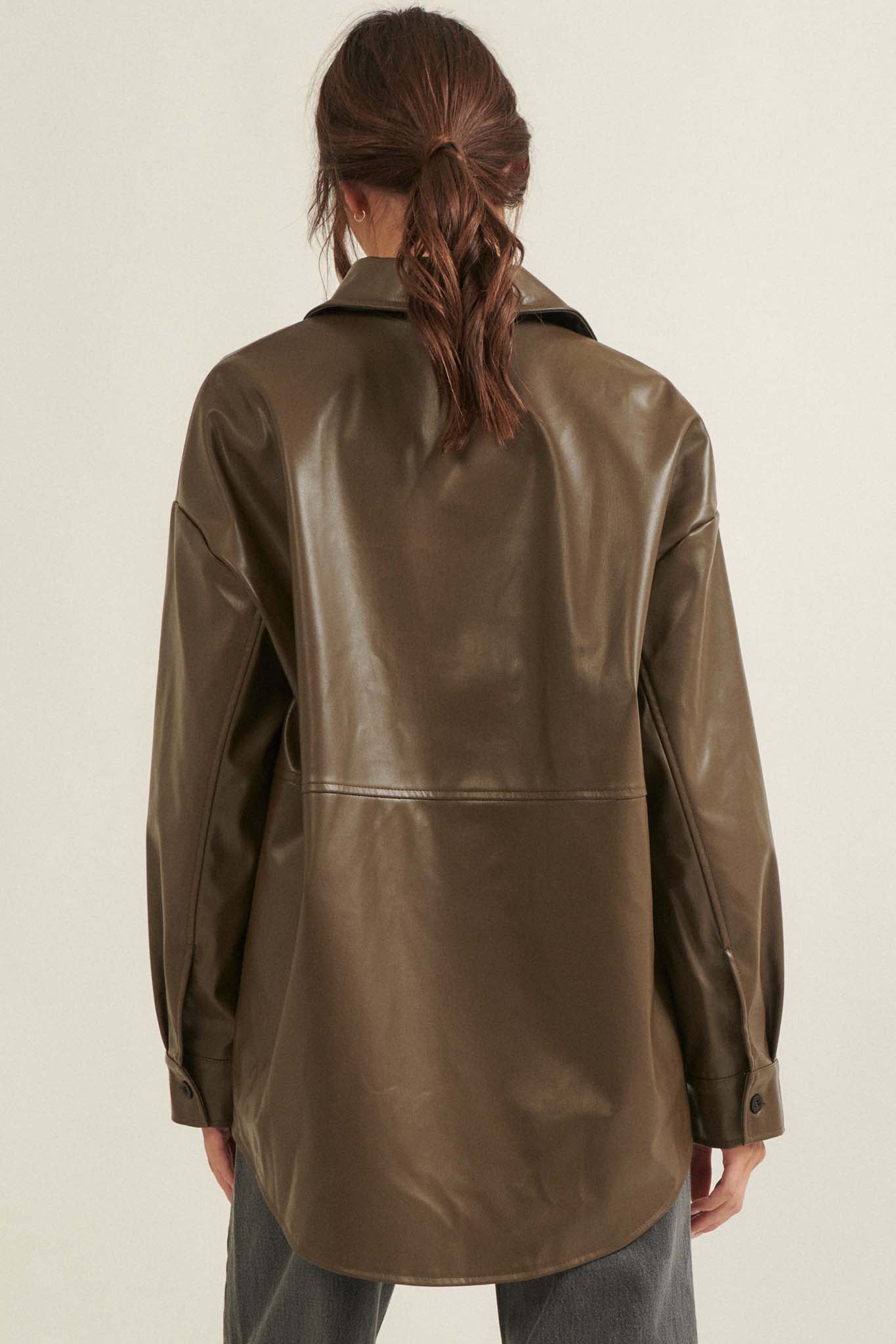 Skin Deep Vegan Leather Shirt Jacket - ShopPromesa