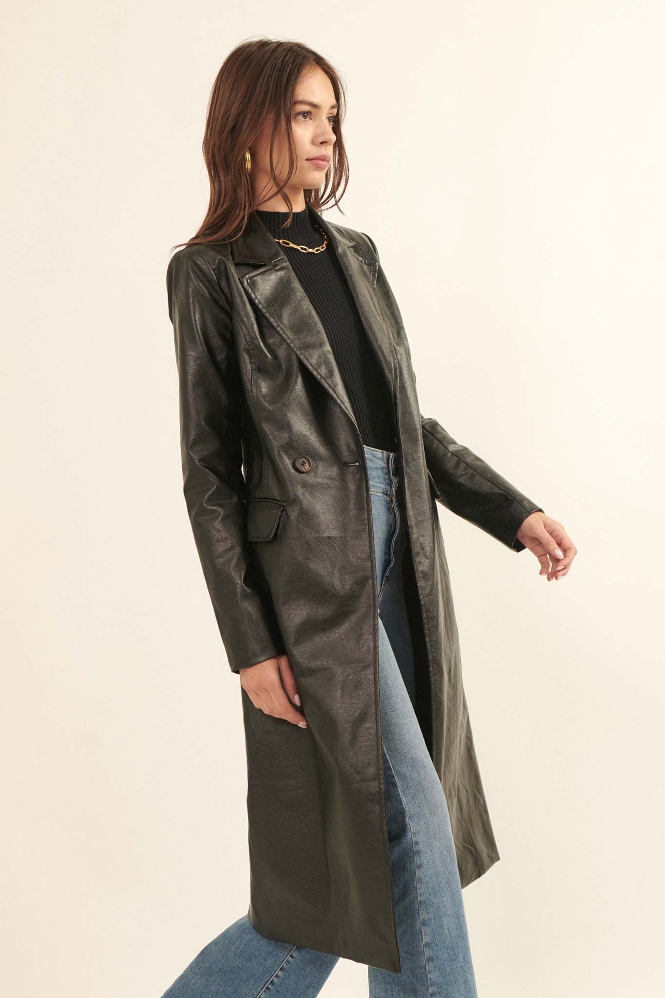 Mod Squad Vegan Leather Trench Coat - ShopPromesa