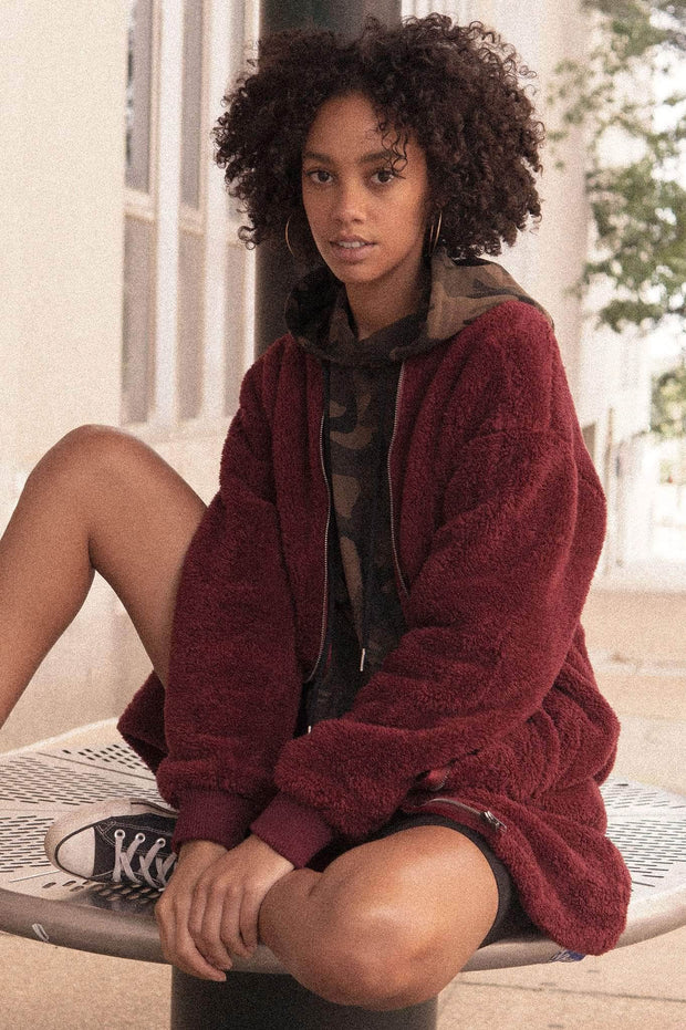 Furry Up and Wait Faux Fur Zip-Up Teddy Coat - ShopPromesa