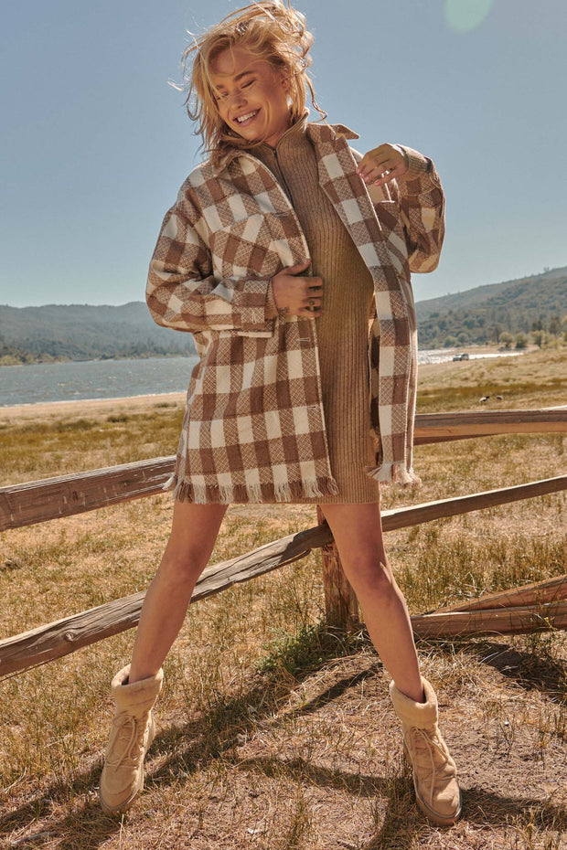 Prairie Picnic Oversized Plaid Woven Coat - ShopPromesa