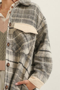 Off the Trail Plaid Tweed Longline Shirt Jacket - ShopPromesa