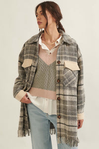 Off the Trail Plaid Tweed Longline Shirt Jacket - ShopPromesa