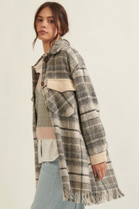 Off the Trail Plaid Tweed Longline Shirt Jacket - ShopPromesa