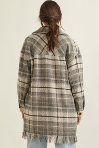 Off the Trail Plaid Tweed Longline Shirt Jacket - ShopPromesa