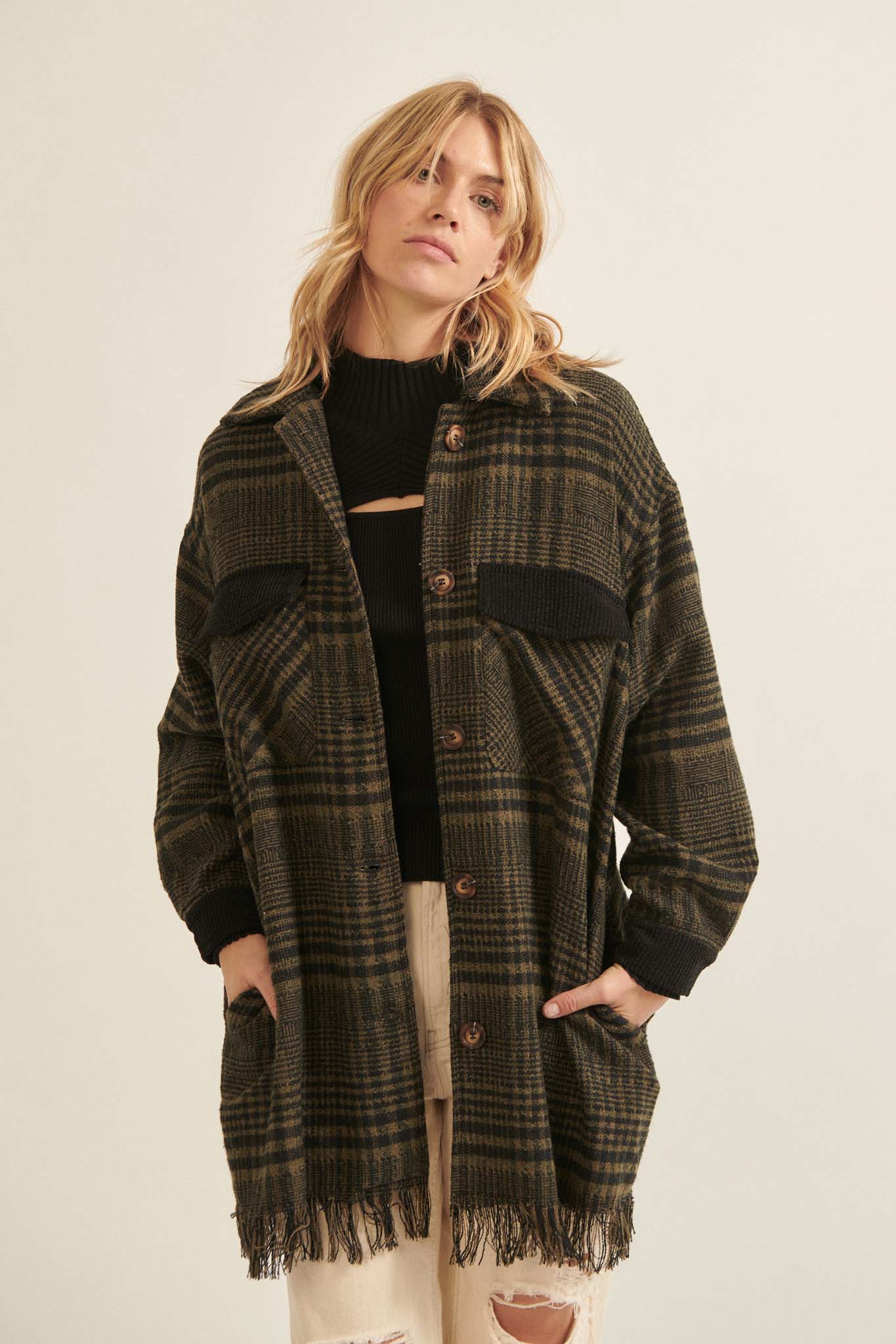 Off the Trail Plaid Tweed Longline Shirt Jacket - ShopPromesa