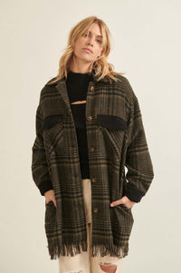 Off the Trail Plaid Tweed Longline Shirt Jacket - ShopPromesa