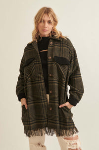 Off the Trail Plaid Tweed Longline Shirt Jacket - ShopPromesa