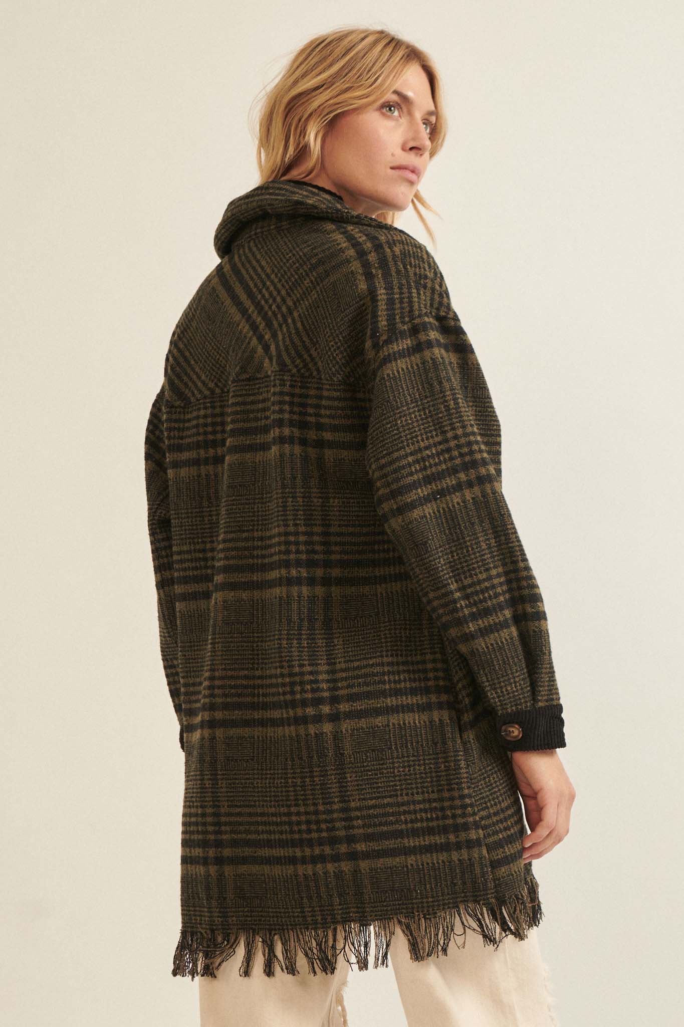 Off the Trail Plaid Tweed Longline Shirt Jacket - ShopPromesa