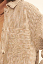 On the Fringe Herringbone Tweed Shirt Jacket - ShopPromesa