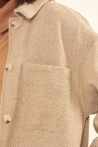 On the Fringe Herringbone Tweed Shirt Jacket - ShopPromesa