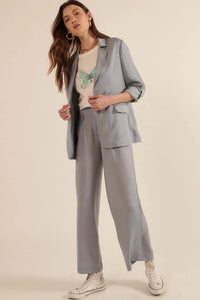 Go With the Flow Washed Satin Roll-Up Blazer - ShopPromesa