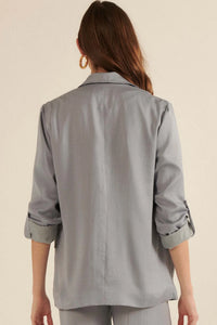 Go With the Flow Washed Satin Roll-Up Blazer - ShopPromesa