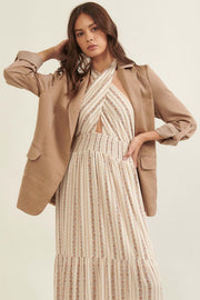 Go With the Flow Washed Satin Roll-Up Blazer - ShopPromesa
