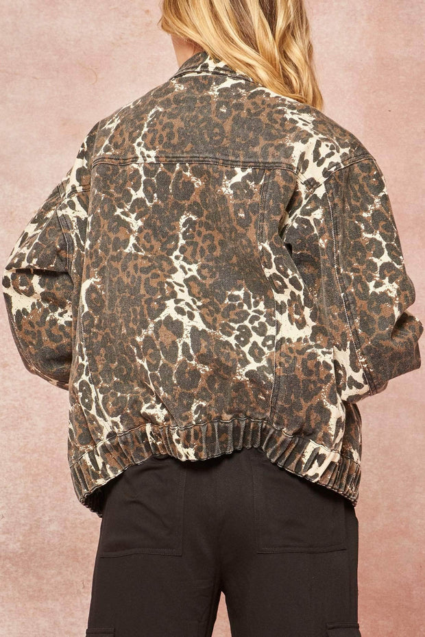Concrete Jungle Leopard-Print Denim Jacket - ShopPromesa
