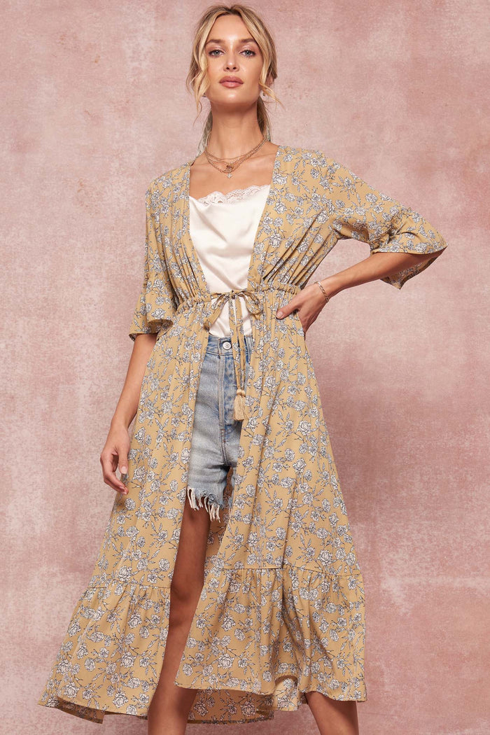 Enchanted Meadow Ruffled Floral Duster Kimono - ShopPromesa