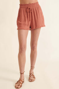 Above the Fray Raw-Edge Drawstring Shorts - ShopPromesa