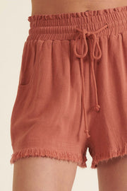 Above the Fray Raw-Edge Drawstring Shorts - ShopPromesa