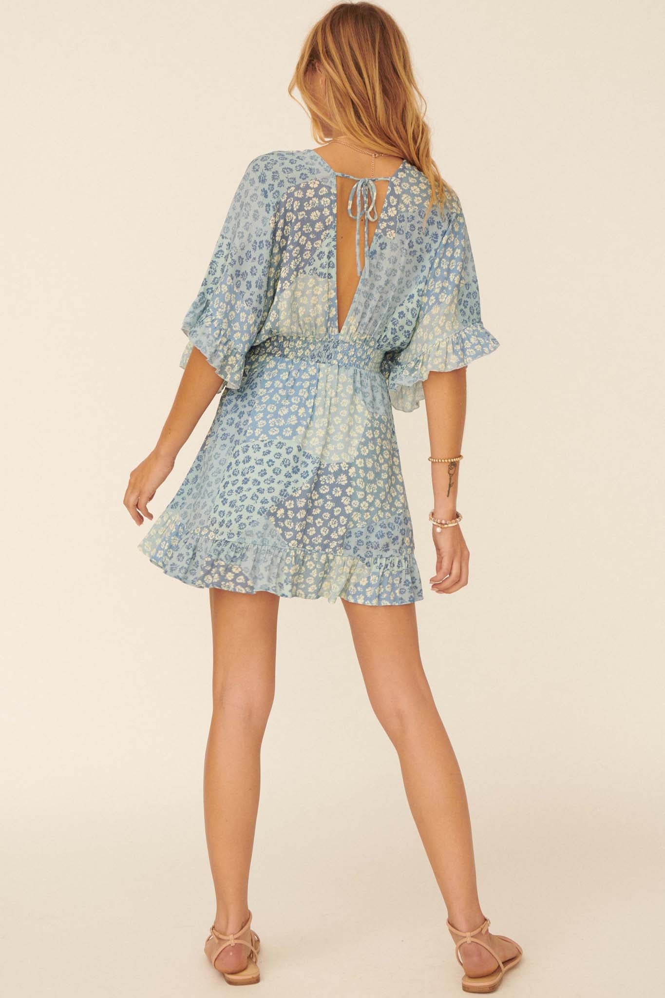 Breath of Wind Floral Patchwork-Print Romper - ShopPromesa