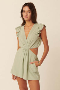 Flying Free Cutout Surplice Romper - ShopPromesa